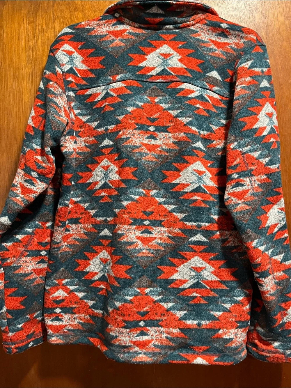 The North Face Men’s Zip-Up Fleece Pullover - Orange, Gray, White Aztec